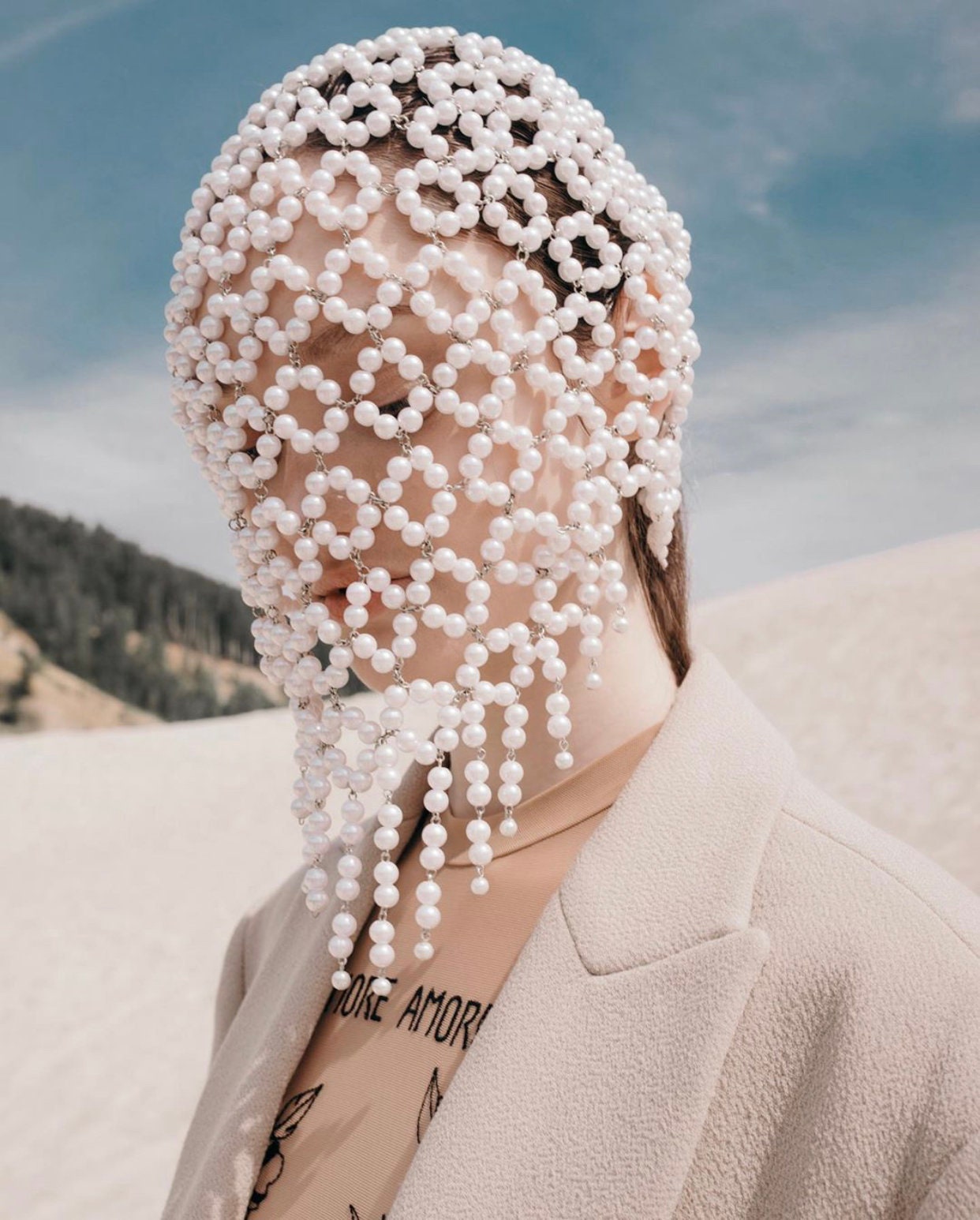 Pearl Face Mask Avery Haute Couture Mask Etsy