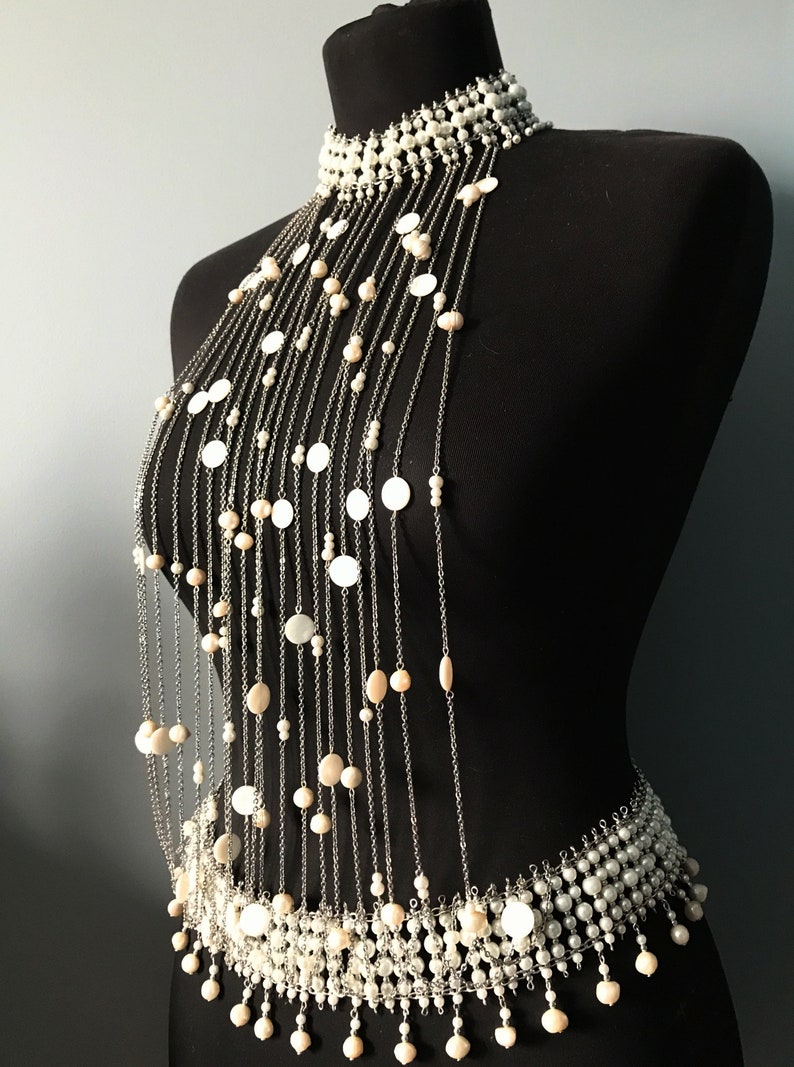 Pearl Body Chain Imany Body Jewelry Etsy