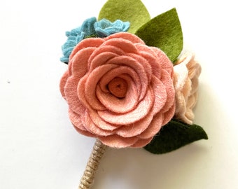 BOUTONNIÈRE DE FLOR DE FIELTRO // Boutonnière de boda // Boutonnière de baile // Flores de boda // Daddy Daughter Dance Boutonnière // Flor de solapa