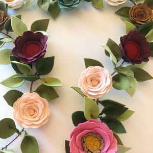 WILDFLOWER SUCCULENT GARLAND // Felt Flower Garland // Floral Garland // Name Sign // Nursery Decor / Felt Flower Swag / Custom Colors image 2