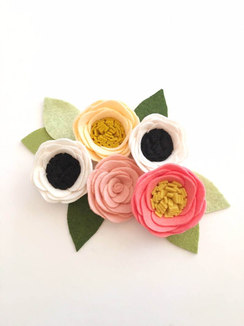 Mini Felt Flowers // Loose Felt Flowers // Unattached Felt Etsy