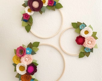 WILDFLOWER WREATH SET // Felt Flower Wreath Set // Fall Wreath // Enchanted Garden // Hoop Wreath Set // Nursery Decor // Wall Decor