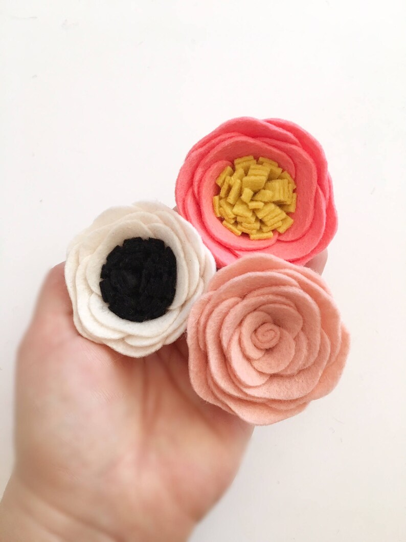 Mini Felt Flowers // Loose Felt Flowers // Unattached Felt Etsy