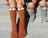 Fox socks, knee high socks, boot socks, girls socks, kids accessories, boys socks, baby leg warmers