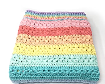 Häkelbaby-Decke-Regenbogenträume-Baby-Decke-Herzen & Hugs