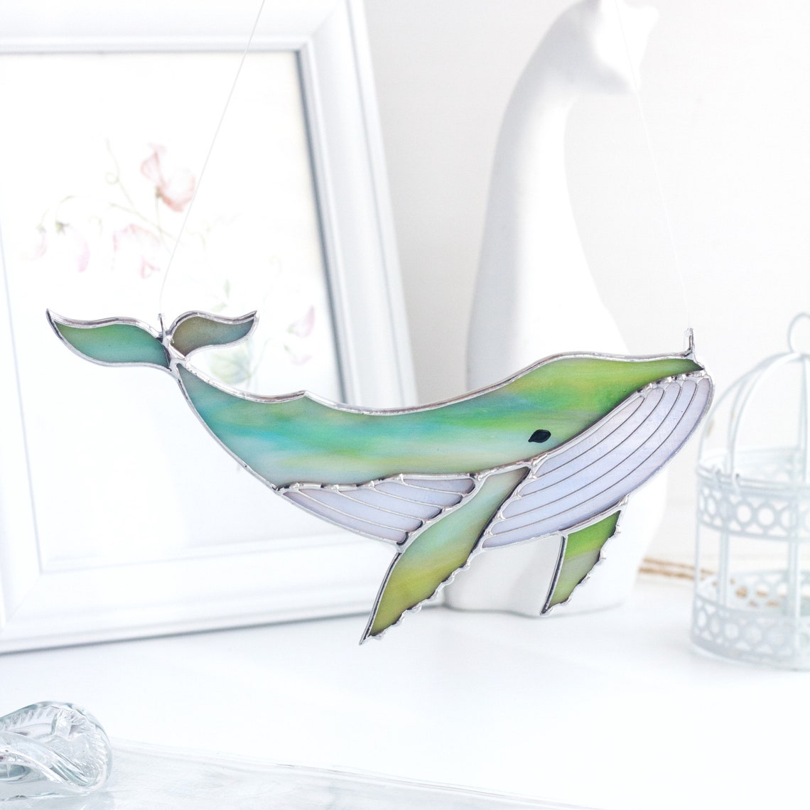 Magic Whale Suncatcher Stained Glass Window Panel Window Etsy