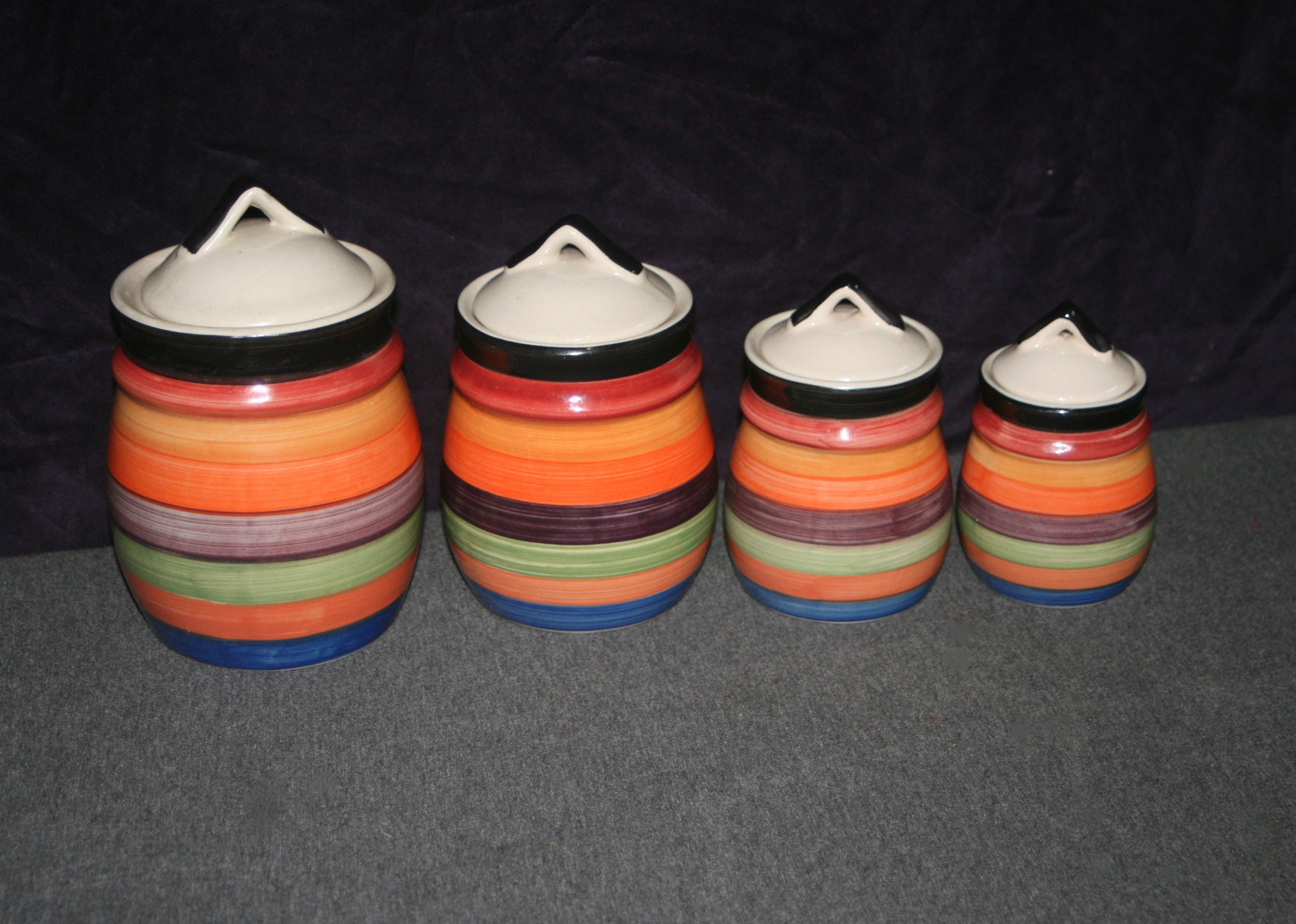 RONDO Canister Set With Lids By Philippe Richard Hand painted Etsy