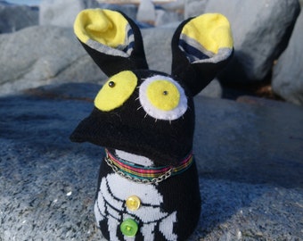 Textile Art Doll #365 - Spooky Cute Weird Punk Teen Gift Decorative Shelf Buddy