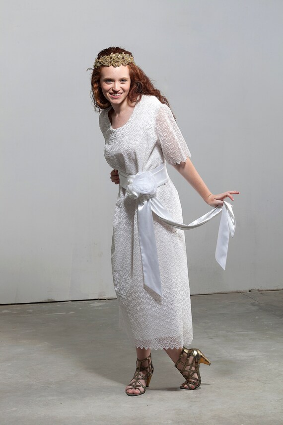 Simple Bridal Dress, Tea dresses, White Casual Dre