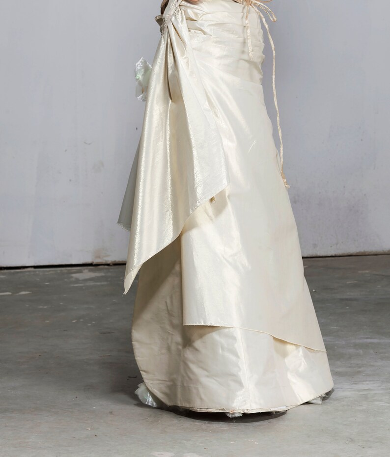 High low gold silk organza skirt Full maxi skirt Long gold silk organza skirt Ball gown Wearable Art Altered Couture