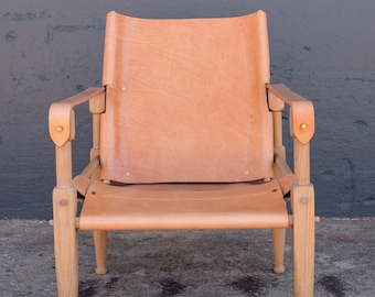 Limbo Safari Lounge Chair in White Oak and Leather