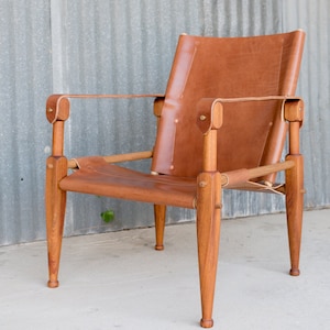 Limbo Safari Lounge Chair in Mahogany and Leather image 1