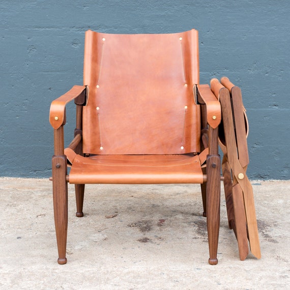 Limbo Safari Lounge Chair in Walnut and Leather Etsy UK