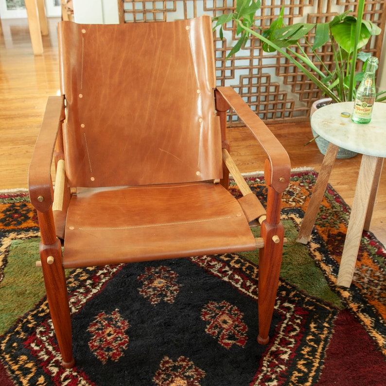 Limbo Safari Lounge Chair in Mahogany and Leather