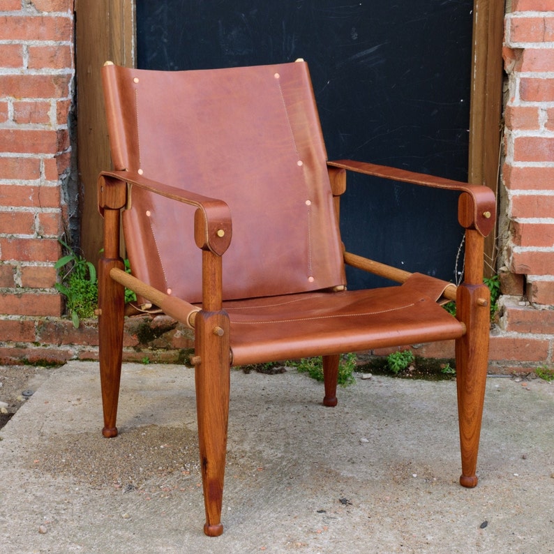 Limbo Safari Lounge Chair in Mahogany and Leather image 2