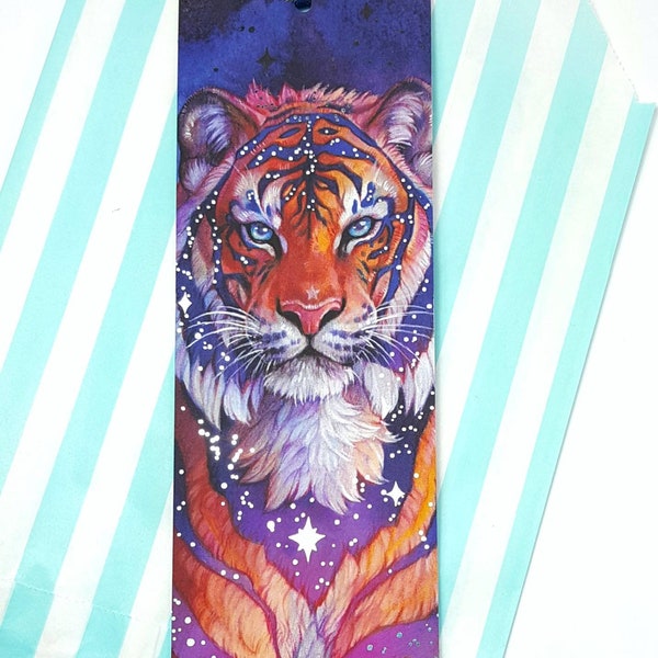 Galaxy Tiger Silver Foil Bookmark