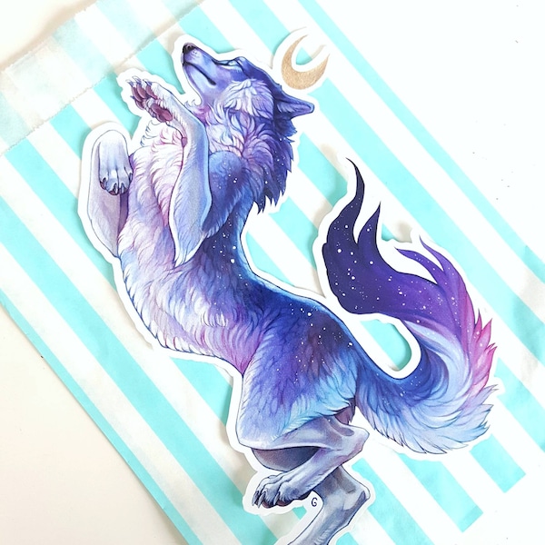 Large vinyl sticker: Lunar Wolf