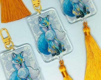 kintsugi Fox tassel keychain clip: fox festival tassel charm
