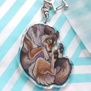 Sleepy wild canids Glitter Epoxy keyrings - 5 Different Species