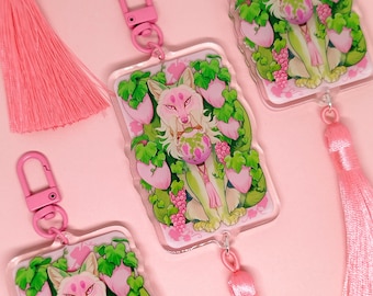 Pink Grape Fox Festival tassel acrylic charm clip