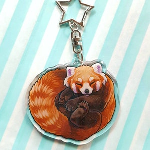 Sleepy Red Panda  Acrylic Keyring