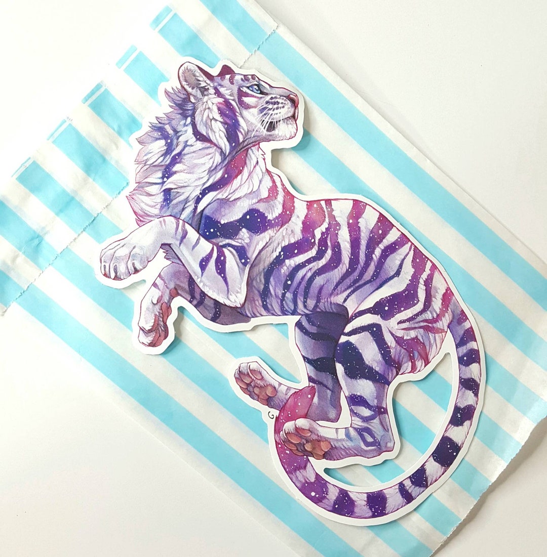 Large Vinyl Sticker: White Galaxy Tiger - Etsy UK