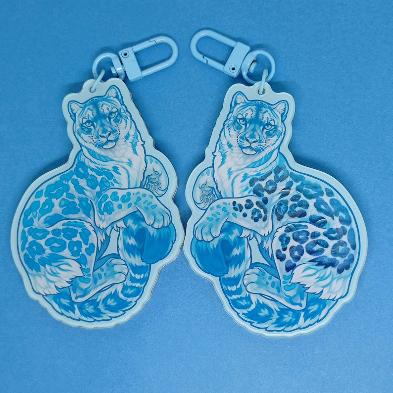 Blue Raspberry Slush Snow Leopard Acrylic Shaker Keyring - Etsy