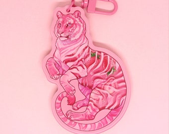 StRAWRberry Tiger Acrylic shaker Keyring