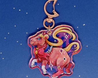 Porte-clés holographique en acrylique Magical Girl Capybara