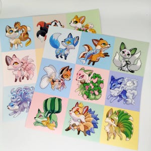 Foglio di adesivi chibi da 2 pagine del festival Fox