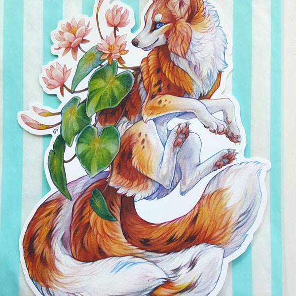 Large vinyl sticker: Sanke kitsune