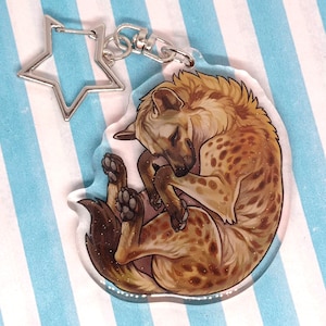 Sleepy Spotted Hyena Acrylic Keyring