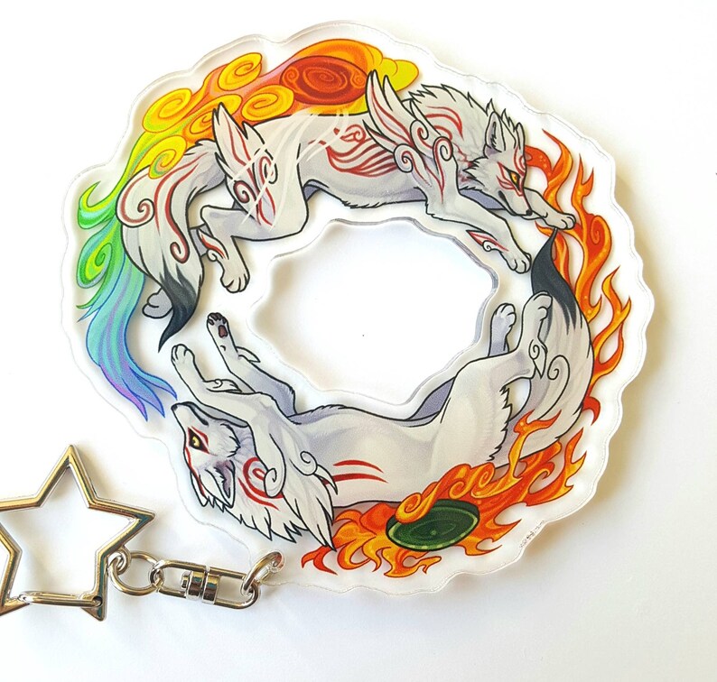 Okami Circle Large Acrylic Keyring Etsy