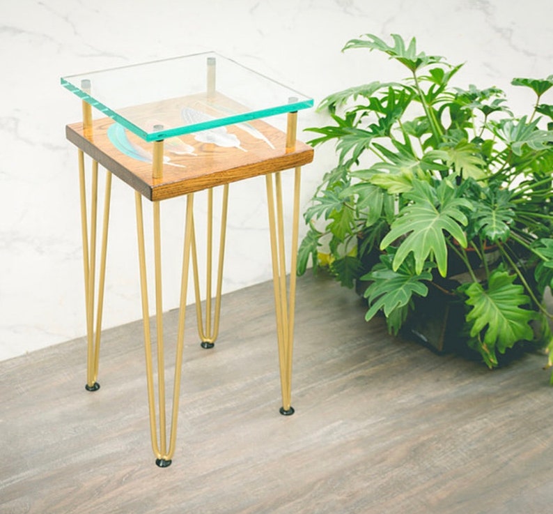 Tall Slim Bird Feather Side Table