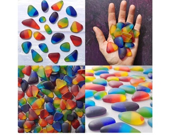 Tumbled Glass - Multicoloured Pieces - Mixed Sizes / Amounts - Raw pieces to use in your own projects - Frosted Glass - Weathered Sea Glass