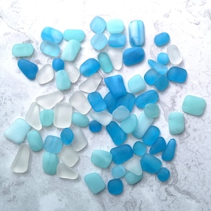 Tumbled Glass - Light Blue, Turquoise, Clear Mix - Mixed Sizes / Amounts - Raw pieces to use in your own projects - Frosted Sea Glass