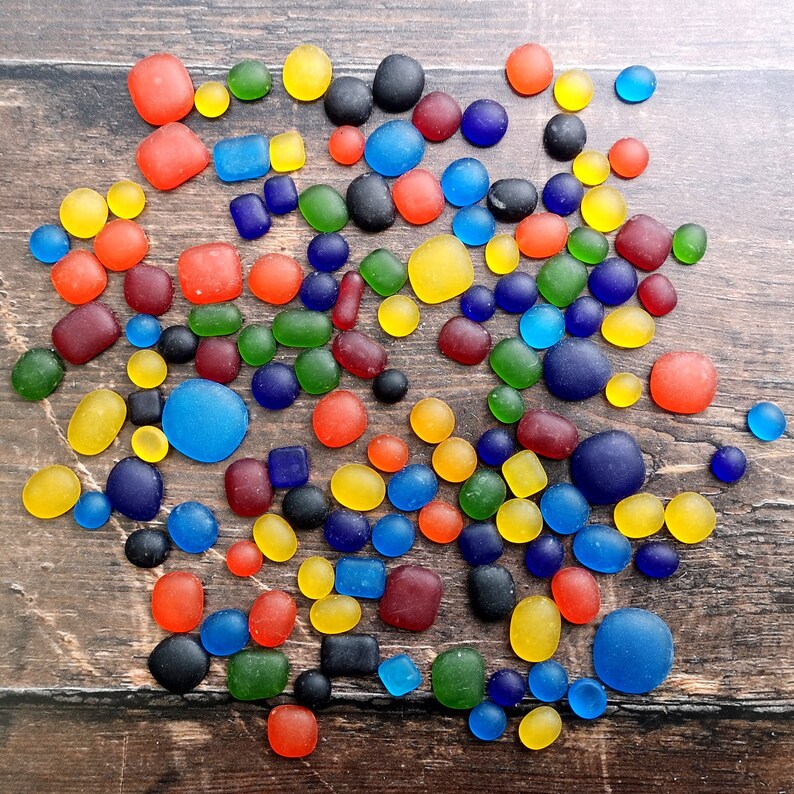 Tumbled Glass - Rainbow Colour Mix - Mixed Sizes / Amounts - Raw Pieces ...
