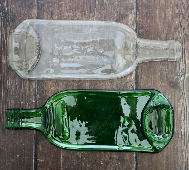Handmade Fused Glass Recycled Wine / Beer Bottle Plate Squashed Slumped Bottle Serving Dish Eco Gift Zero Waste Upcycled Spoon Rest image 6