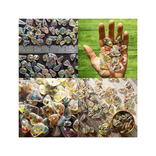 Tumbled Glass - Spotty Multicoloured Pieces - Mixed Sizes / Amounts - Raw pieces to use in your own projects - Frosted Glass - Sea Glass