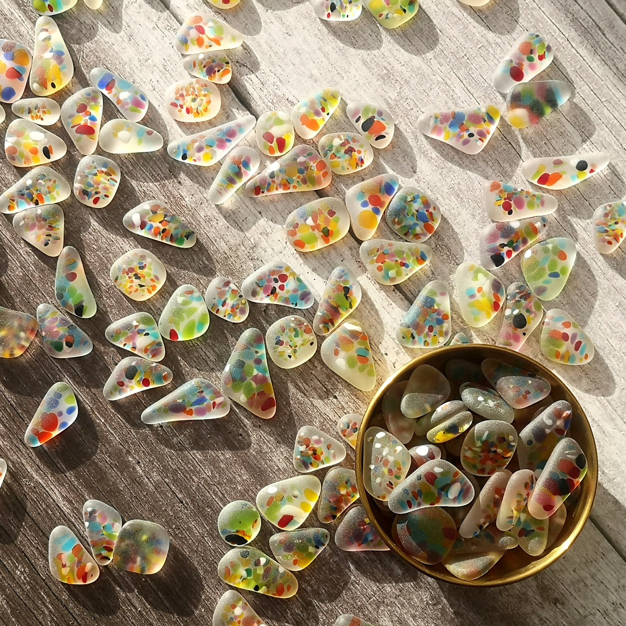 SeaGlass Jewelry Sea Beach Glass Mixed Color Lot - Bulk Blue Green - Foto 4