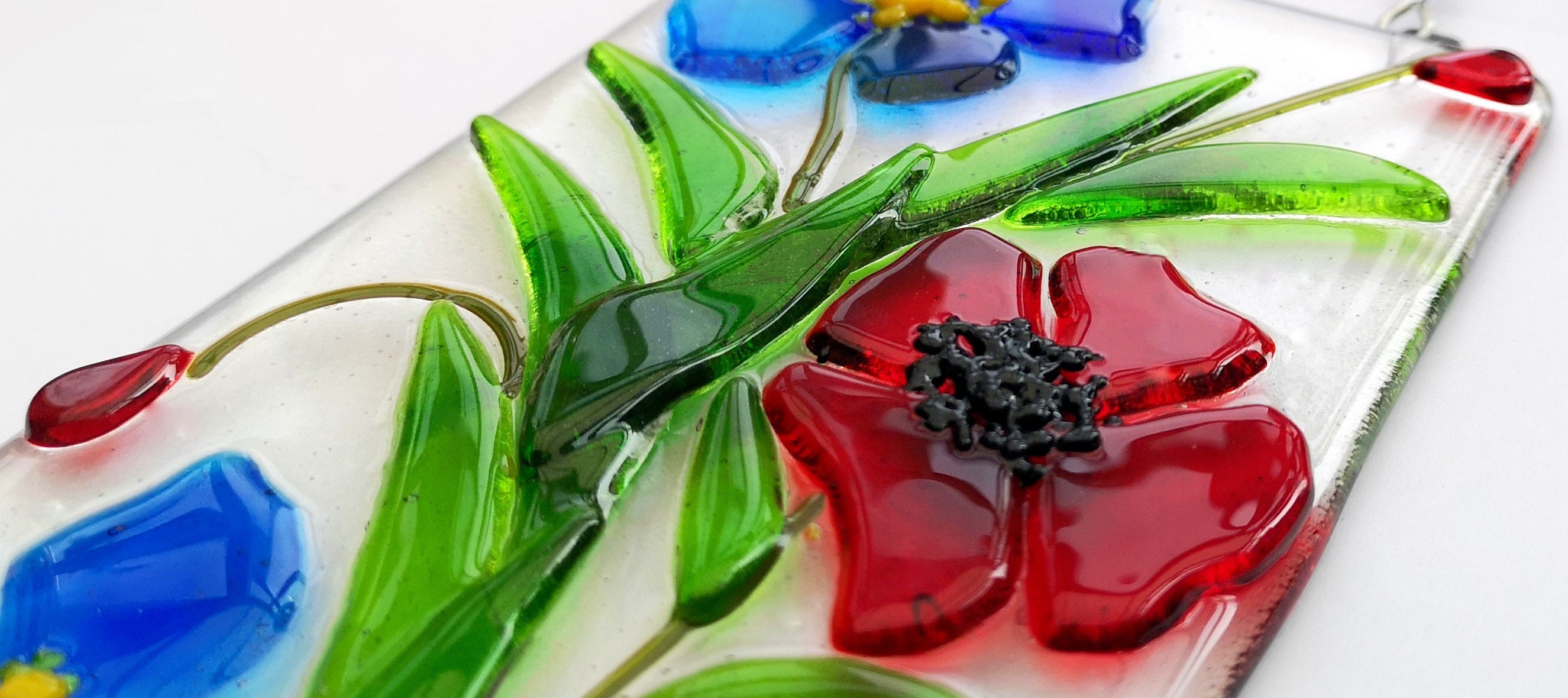 Handmade Fused Glass 3D Flowers Hanging Picture Suncatcher Etsy