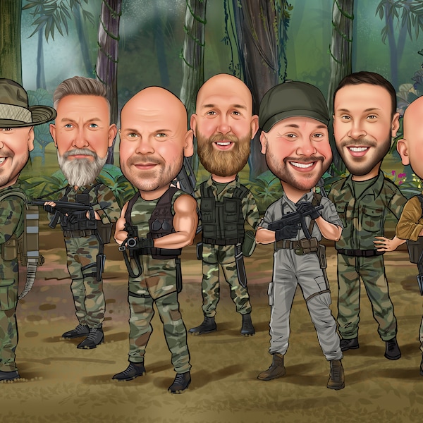 Custom Army/Military Caricatures - Hand Drawn Caricature Personalized From Photos / Caricature Gift / Cartoon Drawing