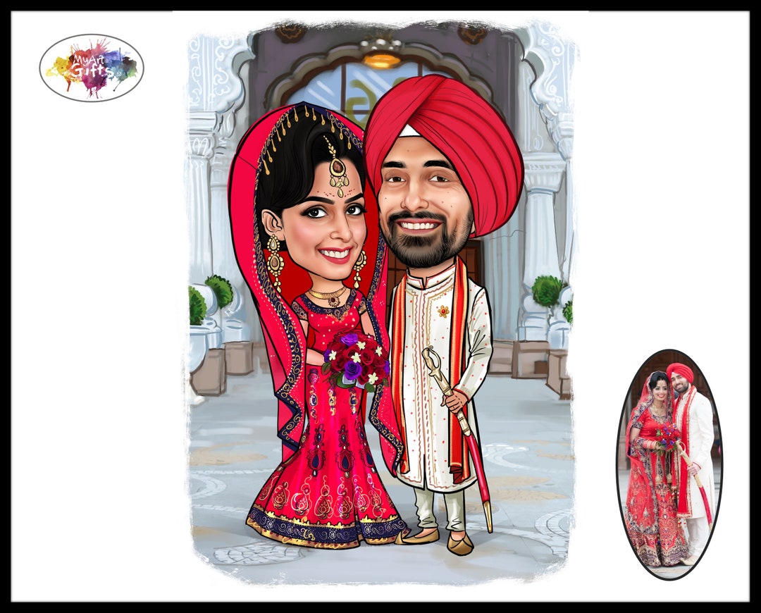 Indian Wedding Themed Caricature Gifts Order the Perfect - Etsy Indian Wedding Themed Caricature Gifts Order the Perfect - Etsy