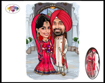 Indian Wedding Themed Caricature Gifts - Order the Perfect Wedding Gift today!