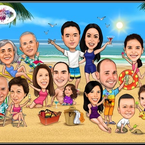 Gruppenkarikaturen / Gruppenkarikaturen - Individuell gezeichnet und personalisiert