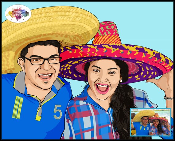 Custom Drawn Couples Pop Art Portrait / Illustration - Hand Drawn from your Favourite Photos and Pictures