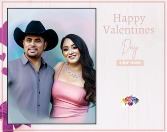 Valentines Day Customized Portraits  - Romantic Valentine Day Gifts for Couples and your Partner