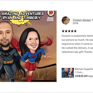 Comic Book Covers Custom Caricatures & Drawings Hand Drawn Fan Art Created From Your Photo image 6