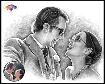 Couples Pencil Sketch / Pencil Drawing / Custom Sketch for Couples / Couple Portraits / Personalized Drawing / Sketch from Photo-2 Person