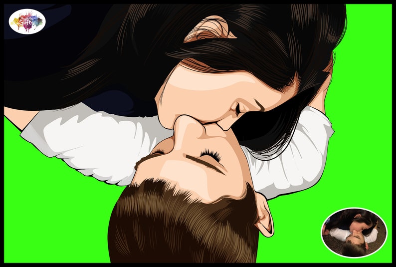 Custom Drawn Couples Pop Art Portrait / Illustration - Hand Drawn from your Favourite Photos and Pictures image 4